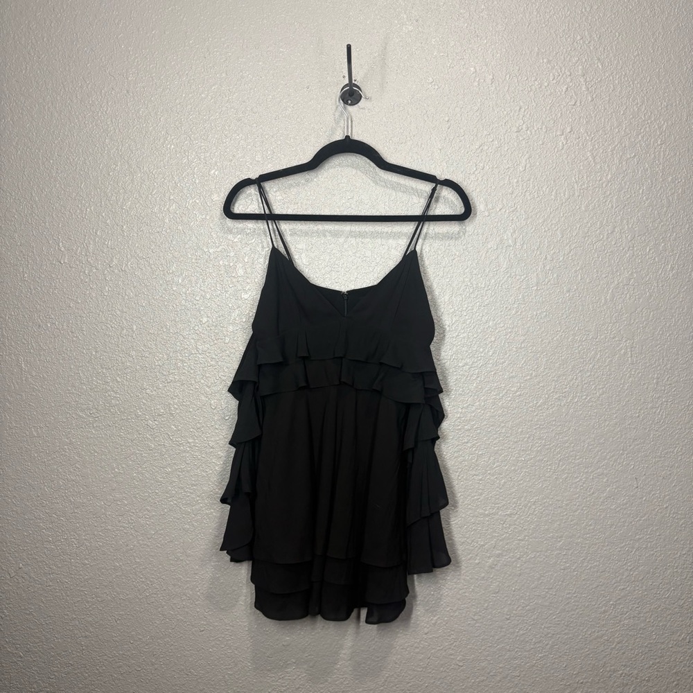 Black off the shoulder ruffle dress